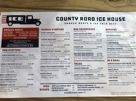 county road ice house menu