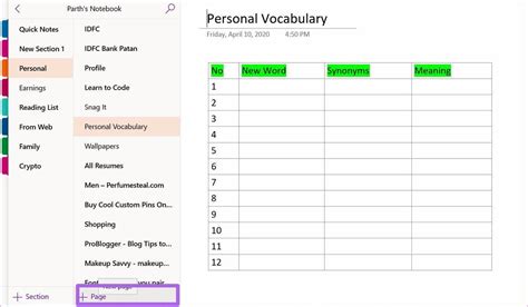 Create Onenote Template
