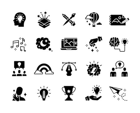 creativity icon black and white, Icon creativity logo black modern line style outline vector pictogram. Creativity icon or logo in modern line style. stock vector