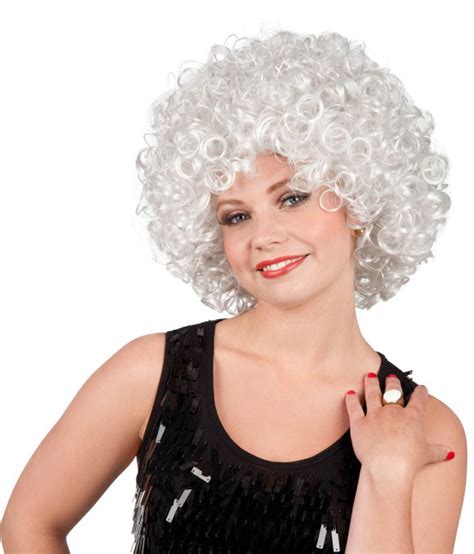 curly white hair wig