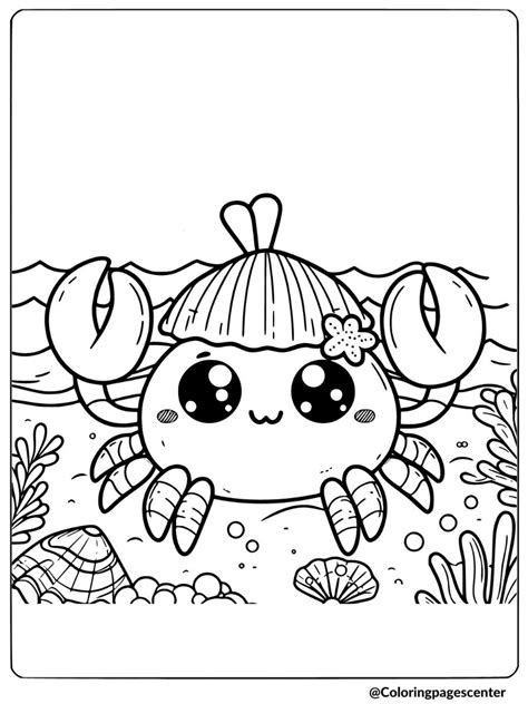 cute crab coloring page, Cute smiling crab coloring page