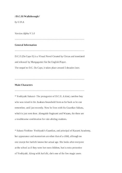 Da Capo 2 Walkthrough