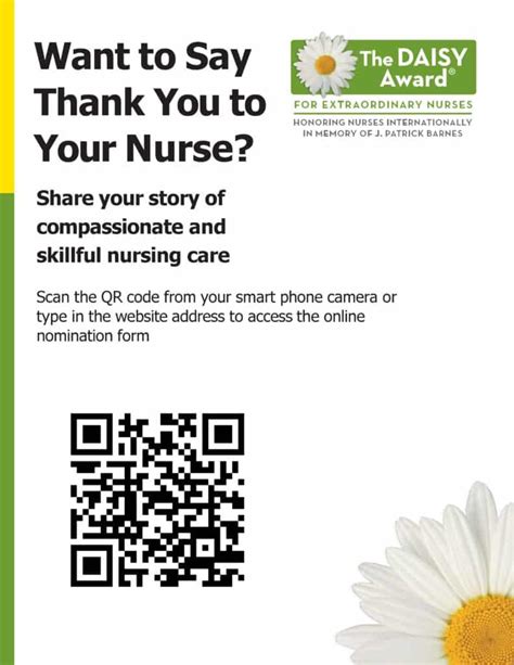 daisy award poster with qr code, Daisy qr code nomination celebration award fun ideas form practice foundation choose board poster patients. Pin on daisy best practice and fun celebration ideas!