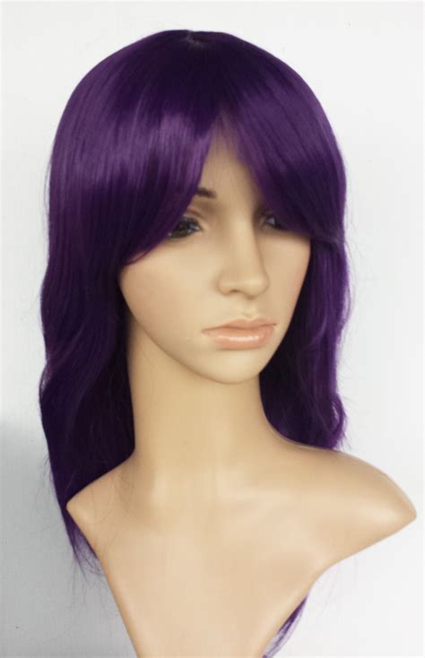 dark purple wig with bangs