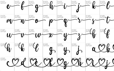 dear heart font cheat sheet, Dearheart font download