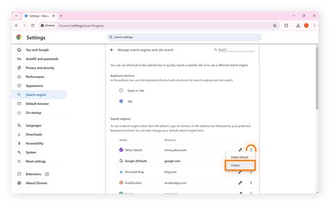 deleting a search engine, Bing search engine remove chrome browser. How to remove the bing search engine on chrome browser
