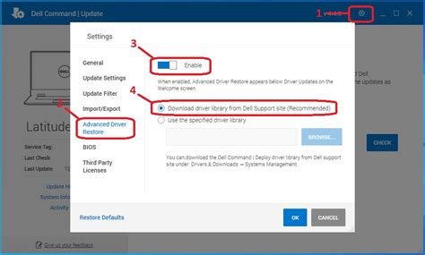 dell command advanced driver restore, Advanced driver restore using dell command update