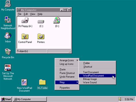 desktop shortcut win 95, Shortcut right mouse hold down file will click. Windows 95 module 2