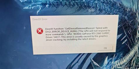 directx function device create, Directx function getdeviceremovedreason failed with e