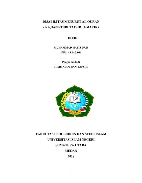 DISABILITAS MENURUT AL QURAN KAJIAN STUDI TAFSIR TEMATIK PDF Download