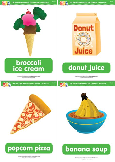 do you like broccoli ice cream flashcards