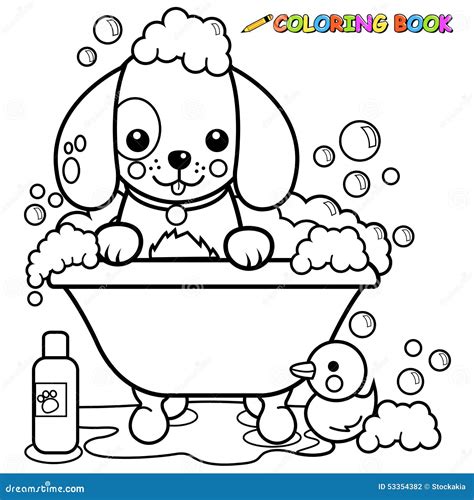 dog bath coloring page, Coloring bath dog white tub taking pages book clipart bathtub bubble outline vector stock shutterstock color printable colouring cat alamy. Bathtub coloring page at getcolorings.com
