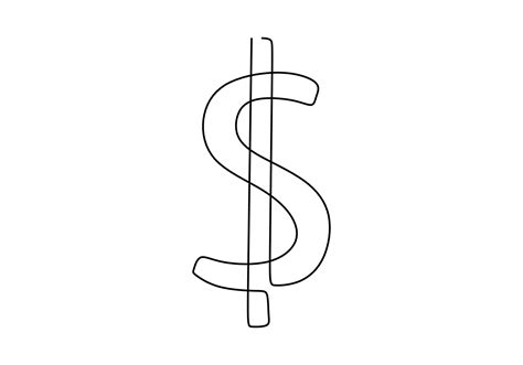 dollar sign line art, Continuous line drawing of dollar sign royalty free vector