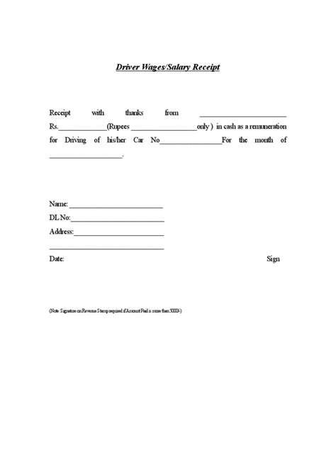 driver salary receipt format, Driver salary receipt template document. Driver salary receipt template