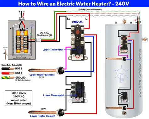 dual water heater element wiring up 