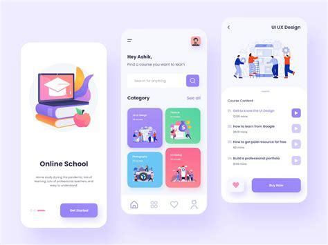 elearning ui app, Elearning app ui design on behance