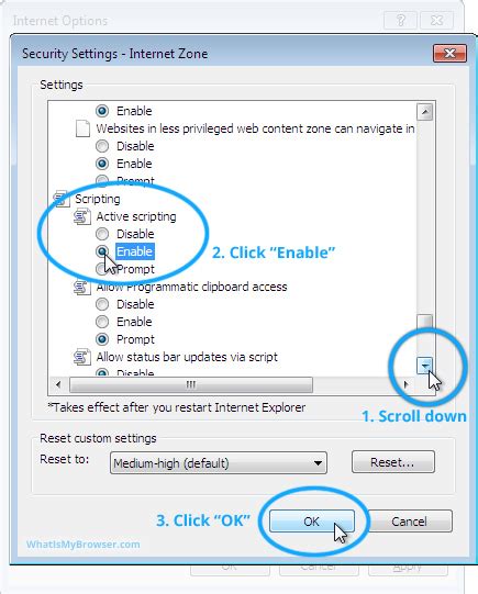 enable javascript internet options, How to enable javascript in windows