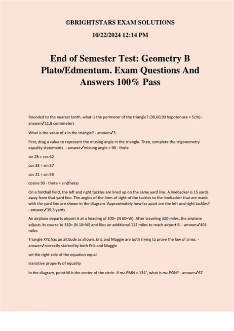 Download End Of Semester Test Geometry B Answer Key Doc One Last Thing Before I Go