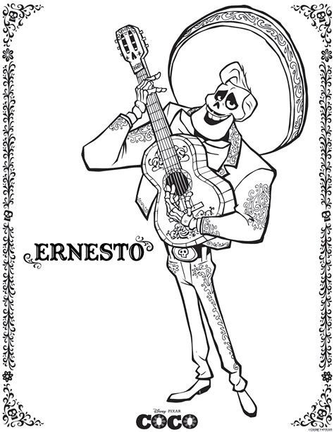 ernesto coco coloring pages, Disney art drawings, famous singers, feature film, disney pixar