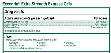 Excedrin Dosage Chart