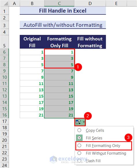 excel fill formatting only not working, Excel: how to use fill without formatting