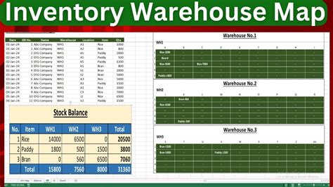 excel map for inventory, Inventory balance with warehouse location(map) in excel.