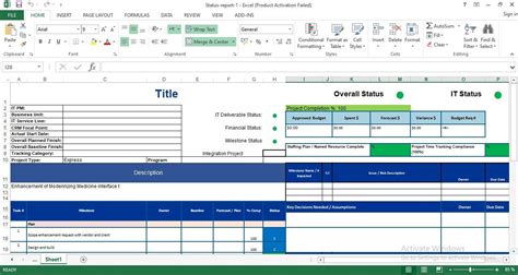 Excel Template Progress Report