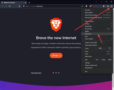 extensions page on brave, Brave browser extensions