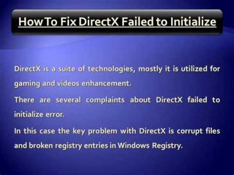 failed to initialize directx audio fix, How to fix 
