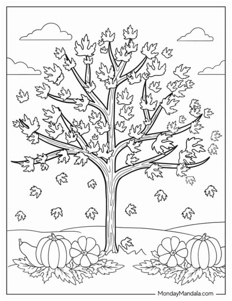 fall trees coloring pages pdf, Free printable fall tree coloring pages