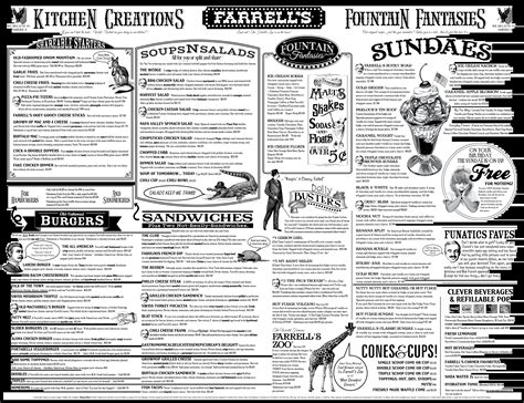 farrell ice cream parlor menu