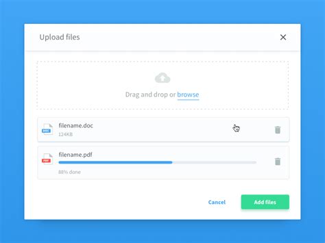 file upload inside e application, File upload screen