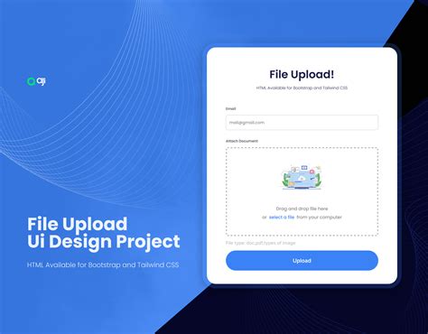 file upload template html/css, Tailwind css file upload template example