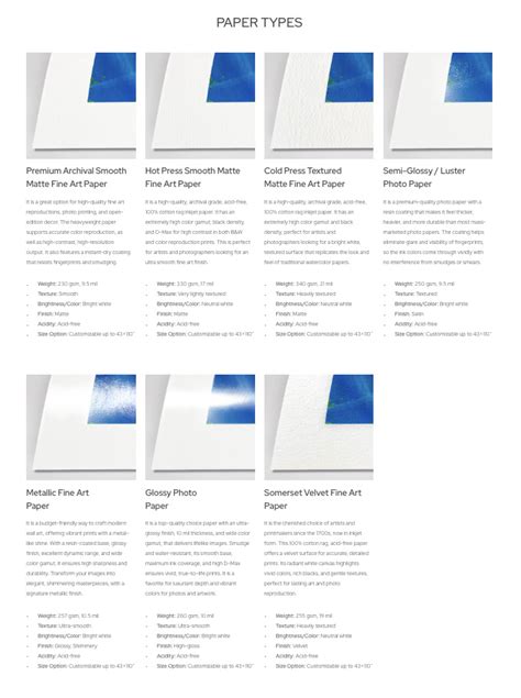 fine art paper types, Fine art paper options – branches. Paper fine options navigation post