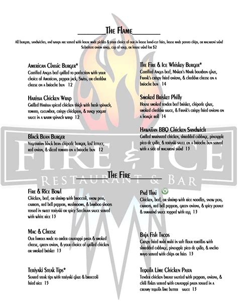 fire and ice menu