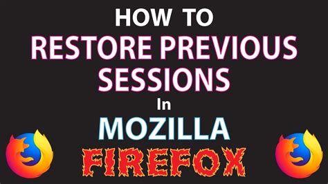 firefox can't restore previous session, Mozilla firefox: how to restore previous session. How to restore a firefox session