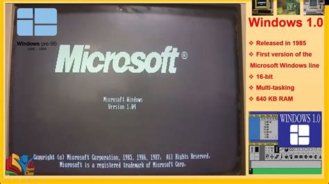 first version of windows 1.0, First versions: microsoft windows