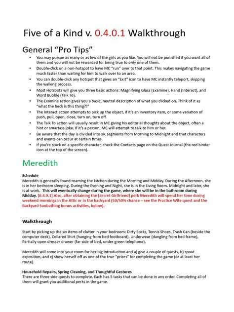 Five Of A Kind Walkthrough