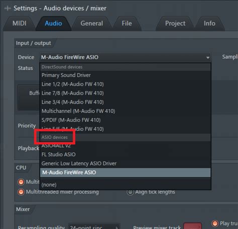 fl studio asio error input couldn't be opened, Fehlermeldung unter mixer
