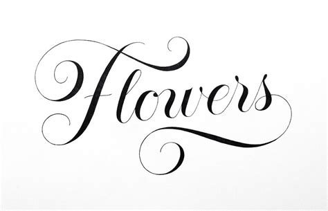 flower word calligraphy, Flower word on white background. hand drawn calligraphy lettering
