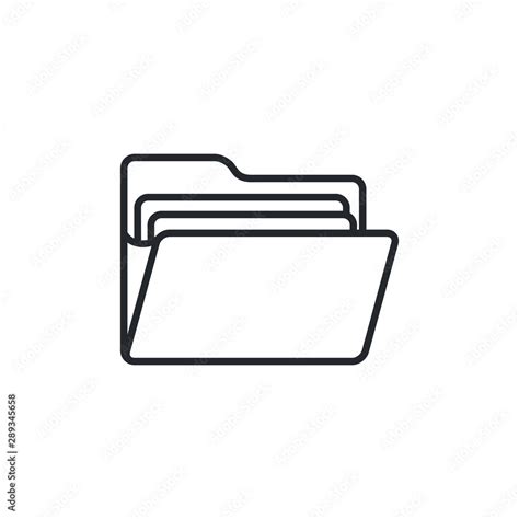 folder icon line black and white, Folder icon line art vector stock illustration