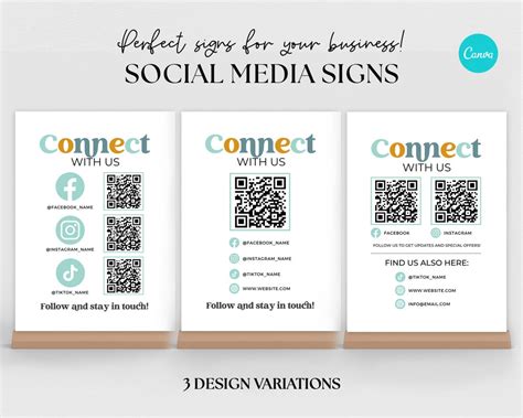 follow us with qr code sign template, Custom qr code sign design, scan qr code template,, 41% off