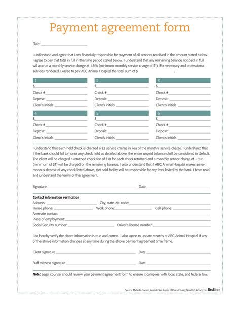 Free Simple Payment Agreement Template