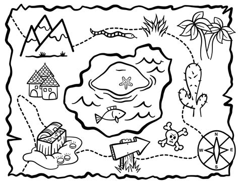 free treasure map coloring page, Printable treasure map coloring page