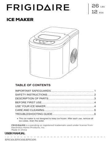 frigidaire 26 lb ice maker manual