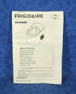 frigidaire ice maker efic117 ss manual