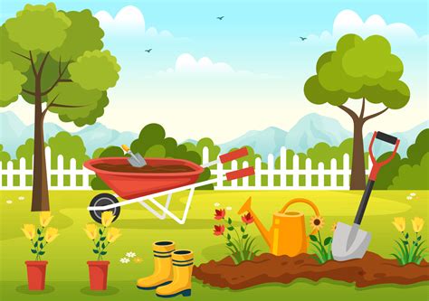 garden theme background clip art, Background gardening vecteezy amonrat rungreangfangsai. Gardening background in flat design us as backdrop 464588 vector art at