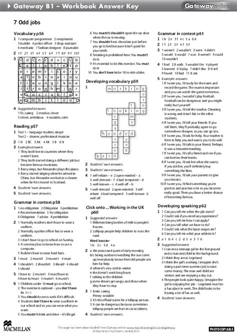 gateway b1 workbook answer key unit 7