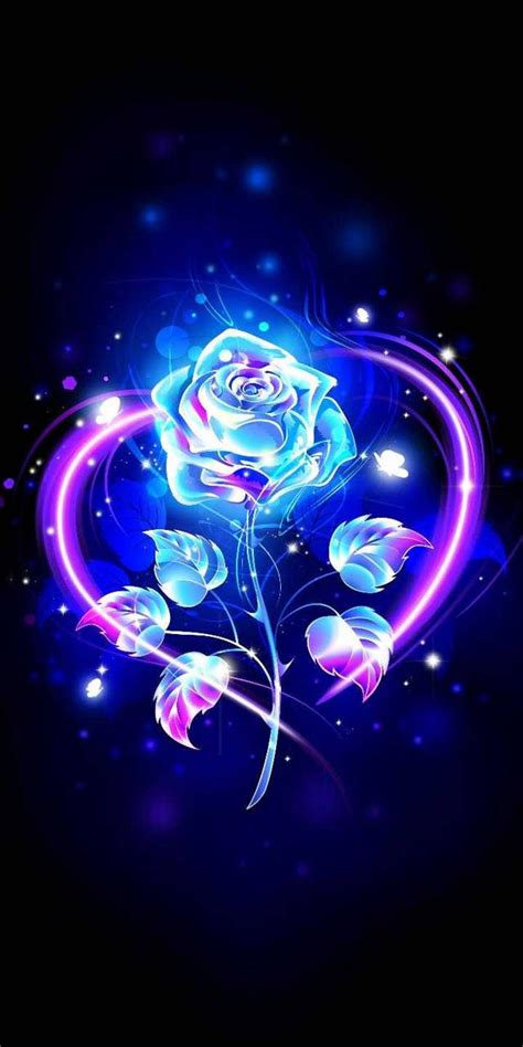glowing blue rose cartoon, 