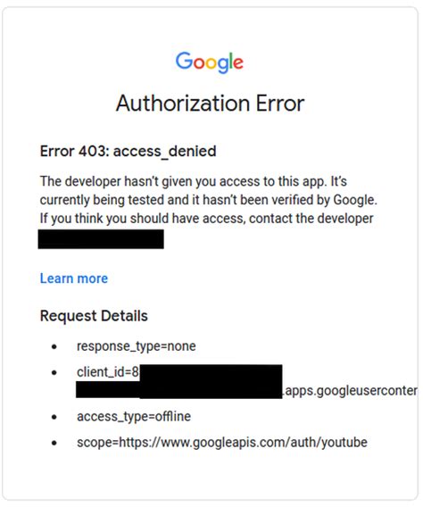 google error 403 youtube, What is http 403 error programmatic 101